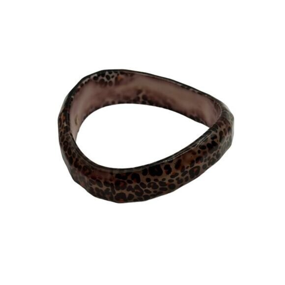 Set Of 3 Leopard Print Resin Bangle Bracelets For Women - Picture 4 of 9